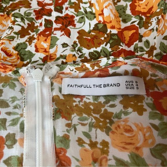 Faithfull the Brand Floral Midi Dress - Orange and White - Picture 5 of 8